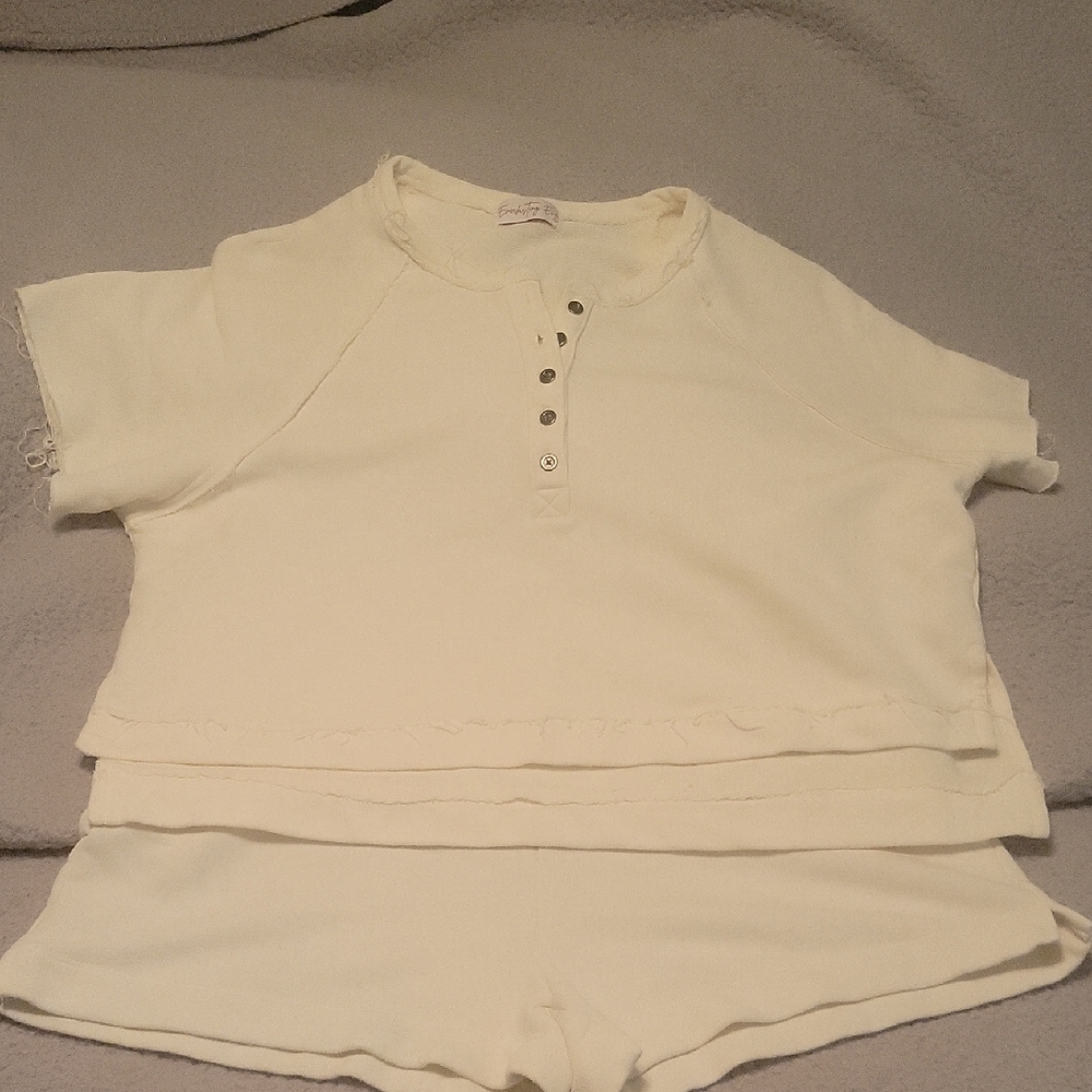 Women's White Shorts Lounge Set